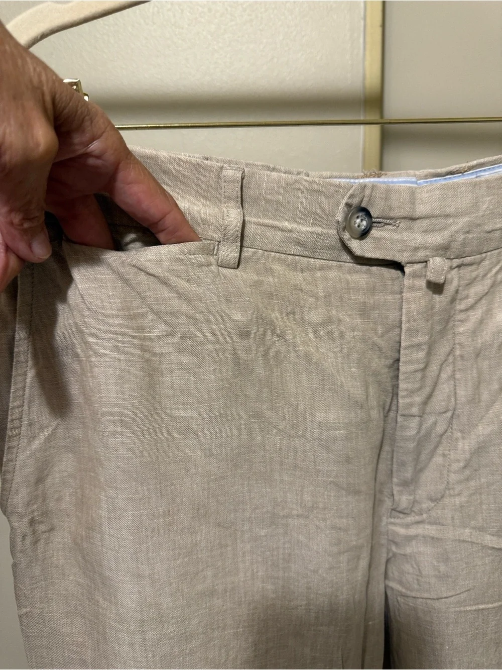 Faconnable Men's Beige Linen Blend Pants size 35